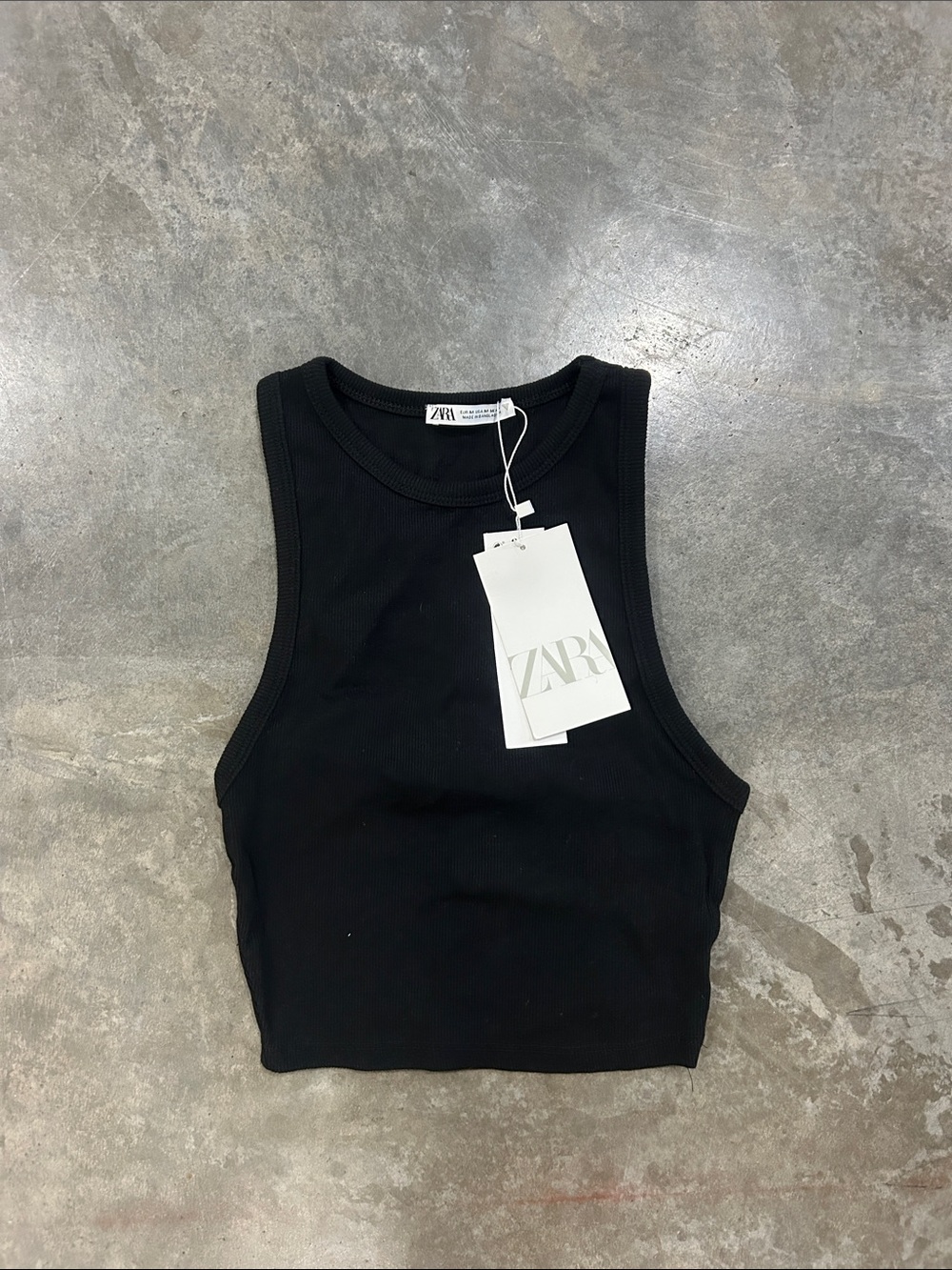 Zara Black Ribbed Crop Tank